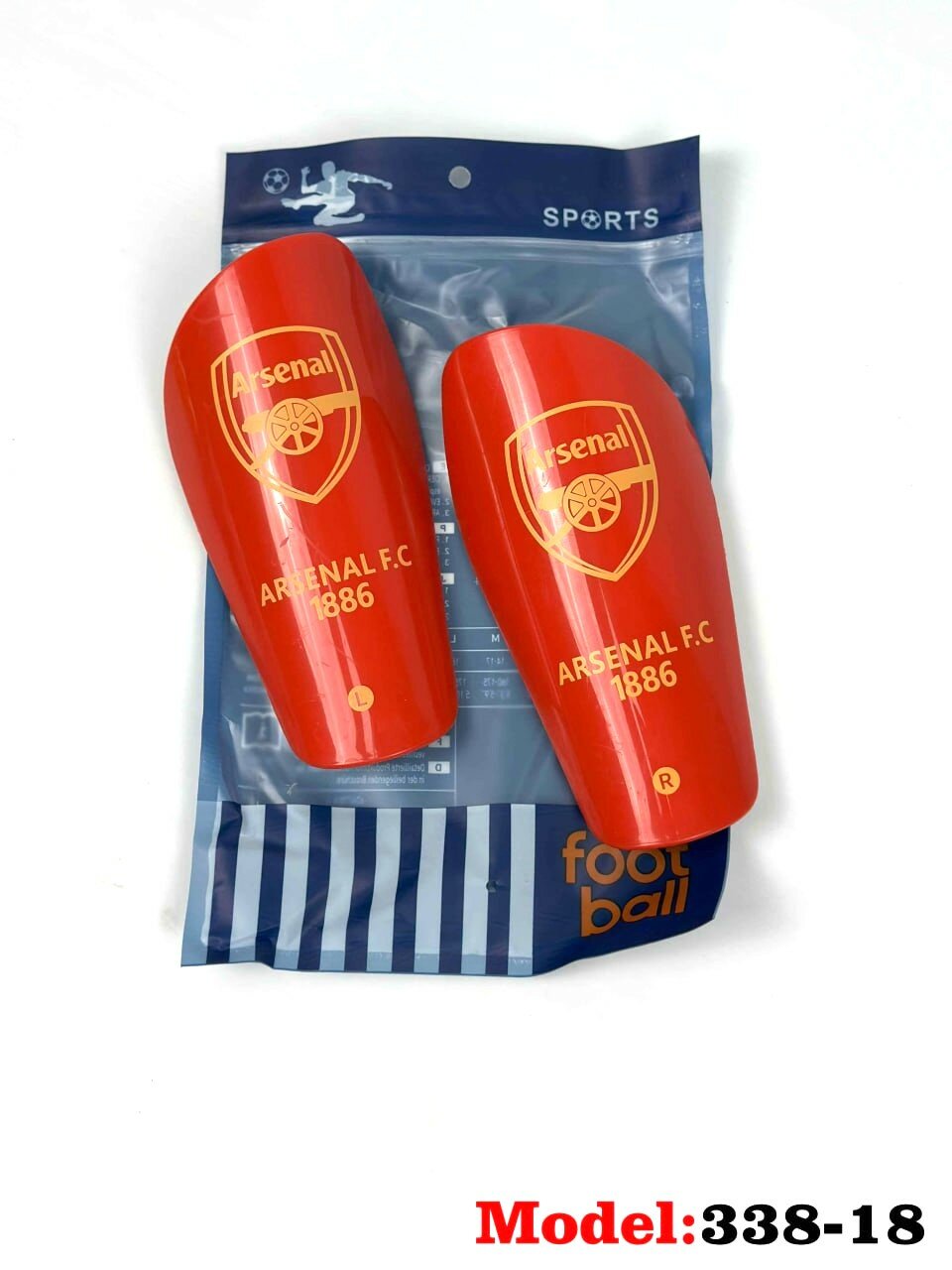 Щитки футбольные, ARSENAL 100% защита голени, с нагрудниками, разные цвета 338-18