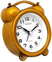 Классический настольный будильник MIRRON 8356 ЗЛ/Часы в спальню/Круглый будильник/Часы для детской/Золотой цвет