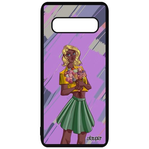 фото Защитный чехол на телефон // samsung galaxy s10 plus // "девушка и цветы" манга аниме, utaupia, фиолетовый