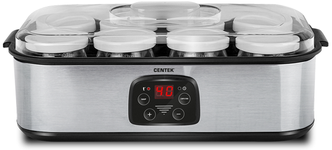 Йогуртница Centek CT-1443 8 стекл. баночек таймер, электронное управление, стальной корпус