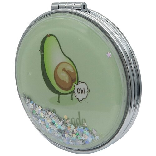 фото Зеркало косметическое "авокадо oh!", с блестками, складное, круглое михимихи