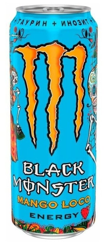 Энергетический напиток Black Monster Energy Блэк монстр Манго синий, 0,449 л х 12 шт - фотография № 2
