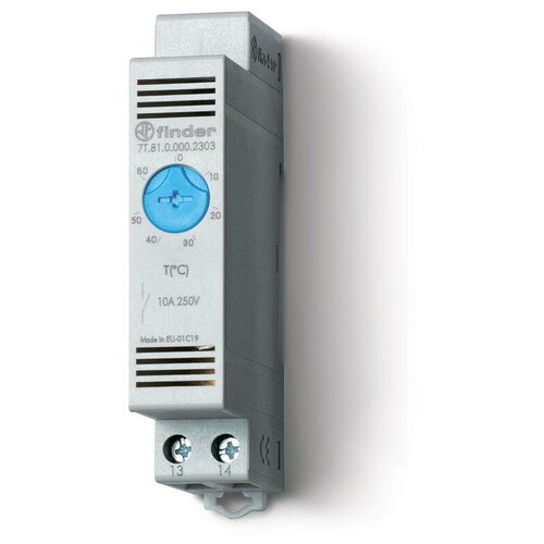 Термостат щитовой для включения охлаждения диапазон температур 060град С 1NO 10А модульный 175мм IP20 FINDER 7T8100002303 5шт 11728₽