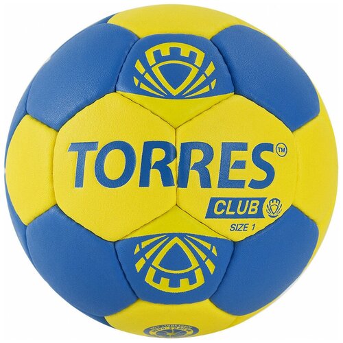 Мяч ганд. TORRES Club арт. H32141, р.1, ПУ, 5 подкл. слоев, сине-желтый
