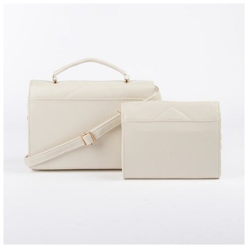 фото Набор сумок, отдел на клапане, длинный ремень, цепочка, цвет белый textura