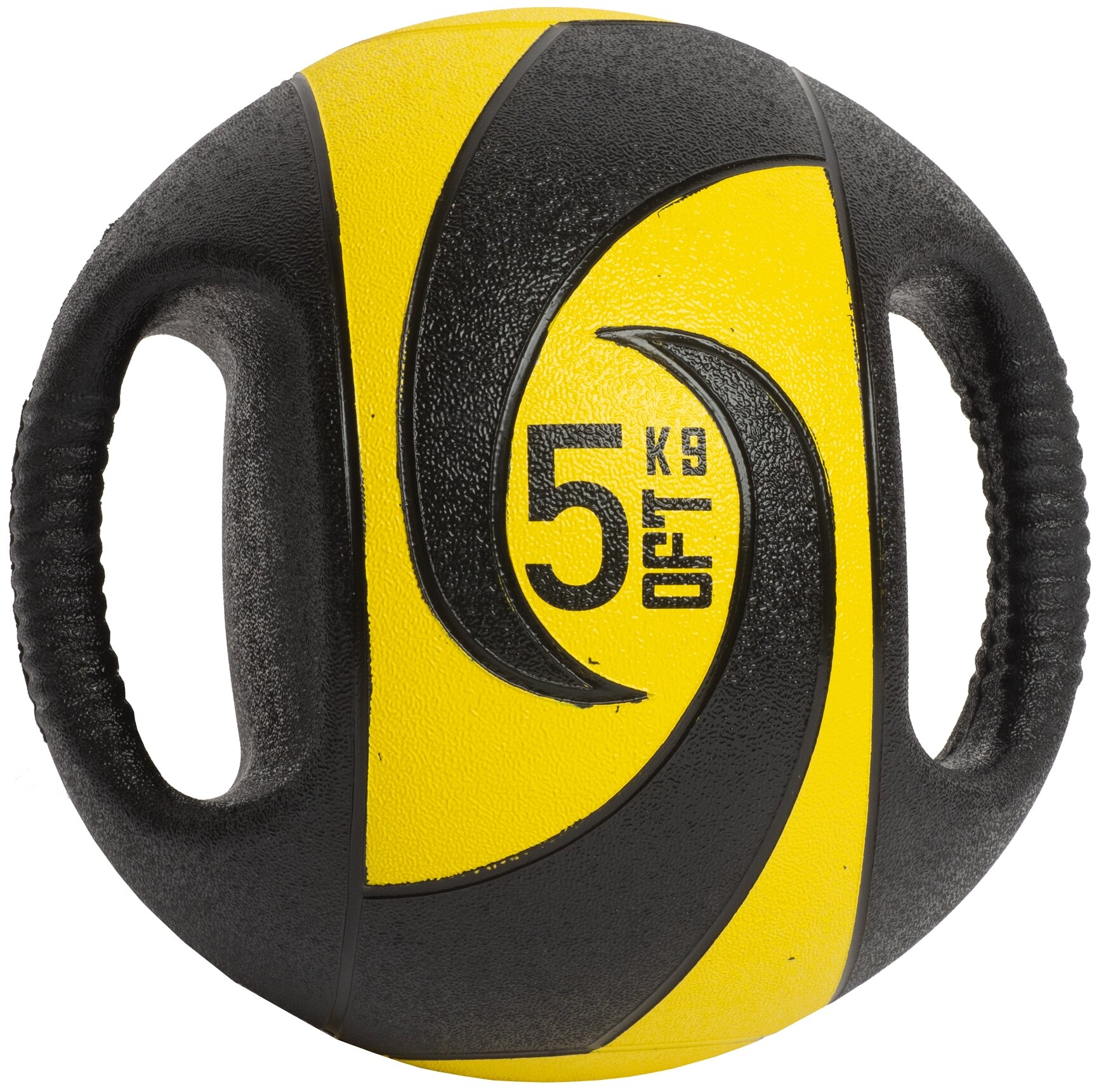 Мяч тренировочный (медицинбол) с хватами, 5 кг Original FitTools FT-DHMB-05