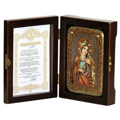 Икона Мария Магдалина ручной работы из дуба, Литография,15 см икона настольная непорочное сердце марии