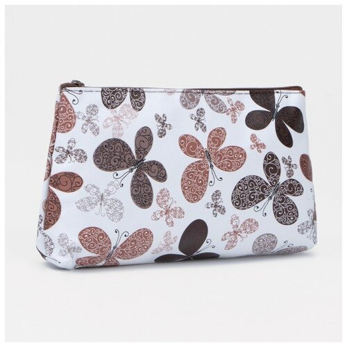 фото Косметичка на молнии, цвет белый/кофе нет бренда