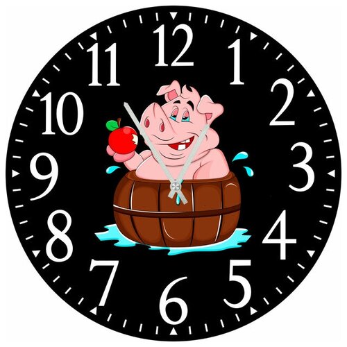 фото Svs настенные часы svs 4002733 хрюша с яблоком