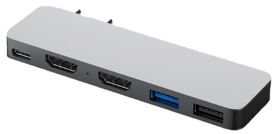 Хаб USB-концентратор Aluminum Type-C 5 в 1 Dual HDMI (Gray) для MacBook
