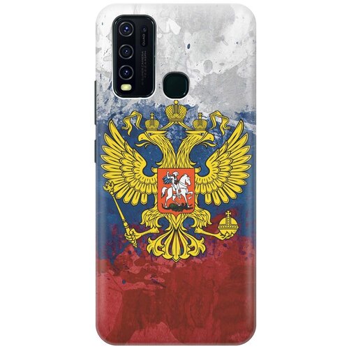 фото Ультратонкий силиконовый чехол-накладка для vivo y30 с принтом "герб и флаг рф" gosso