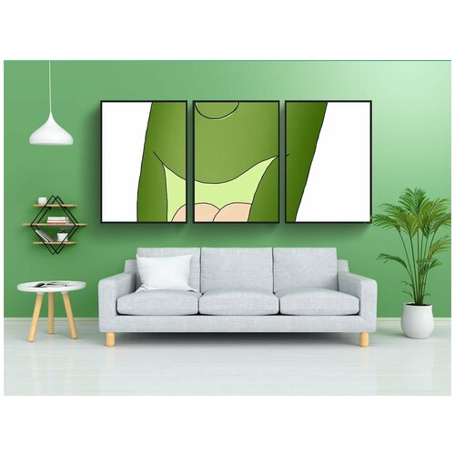 фото Набор модулных постеров для интерьера "огурец, овощи, комический" 60x90 см. в тубусе, без рамки lotsprints