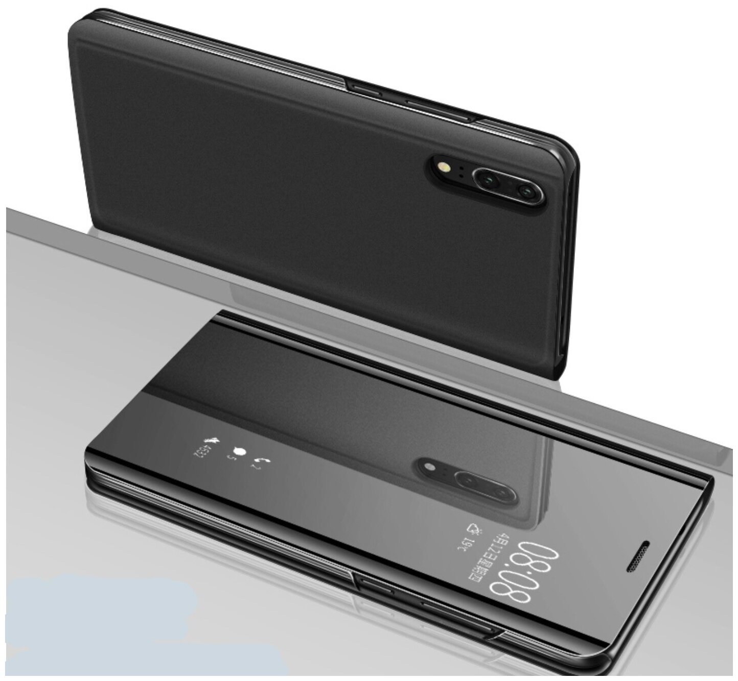 Чехол-книжка MyPads для Samsung Galaxy S9 SM-G960 с дизайном Clear View Cover с полупрозрачной пластиковой крышкой с зеркальной поверхностью сере.