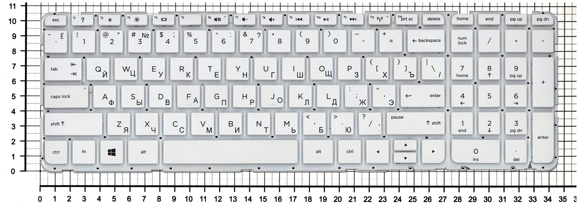 Клавиатура для ноутбука HP Pavilion 17-e189nr белая без рамки