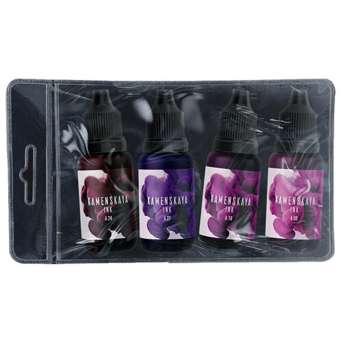 Сет алкогольных чернил Kamenskaya Ink №12, чернила 4 цв по 15 мл