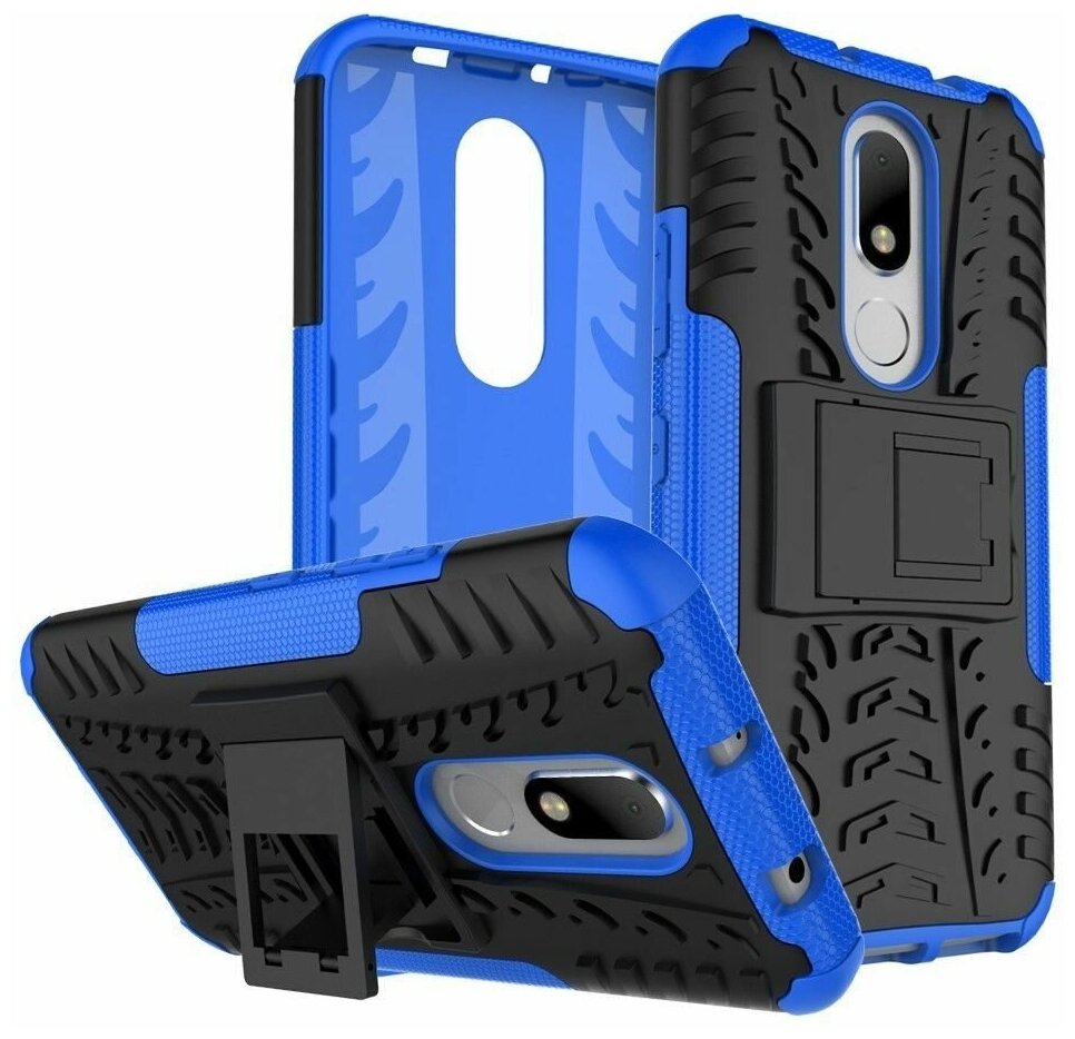 Чехол Hybrid Armor для Motorola Moto M (черный + голубой)