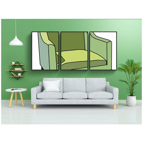 фото Набор модулных постеров для интерьера "зеленый, рука, стул" 60x90 см. в тубусе, без рамки lotsprints