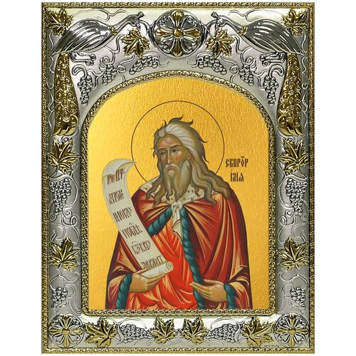Икона Илия Пророк, 14х18 см, в окладе икона даниил пророк 14х18 см в окладе и киоте