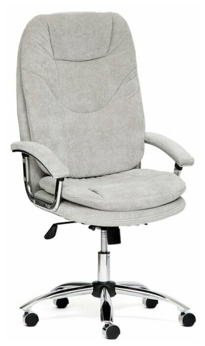 Кресло руководителя Tetchair Softy Lux флок, серый, 29