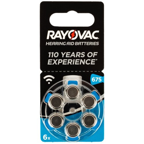Батарейки Rayovac 675 (PR44) для слуховых аппаратов, 1 блистер (6 батареек)