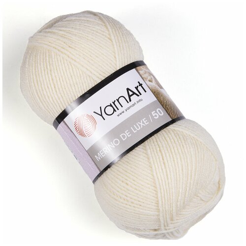 Пряжа YarnArt Merino de Luxe 50 (Ярнарт Мерино де Люкс) 100г, 280м, 50% шерсть 50% акрил, цвет 502 молочный, 5 шт.