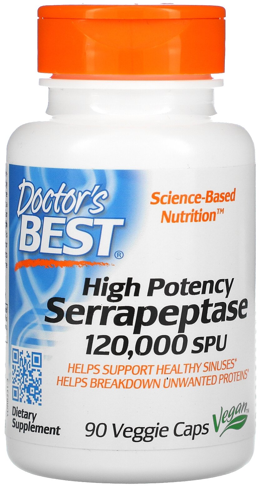 Капсулы Doctor's Best High Potency Serrapeptase, 8 г, 90 шт.