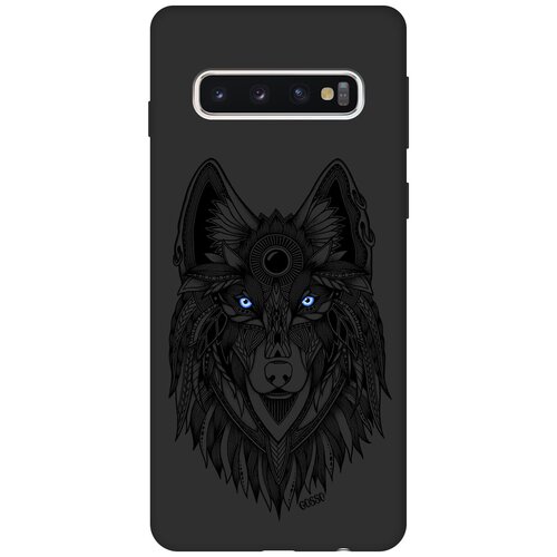 фото Ультратонкая защитная накладка soft touch для samsung galaxy s10 с принтом "grand wolf" черная gosso
