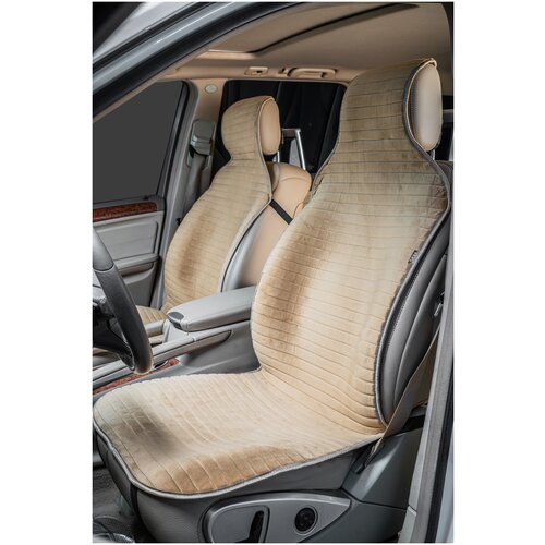 Накидки на сиденья полоса, велюр бежевый, на весь салон, 5 шт,