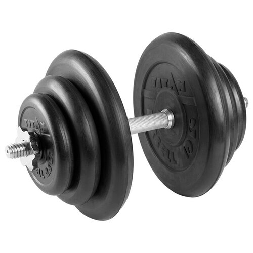 Гантель разборная 37 кг TITAN Barbell - d26, Комплектация №1 с железной ручкой диск 10 кг чугунный обрезиненный torneo черный