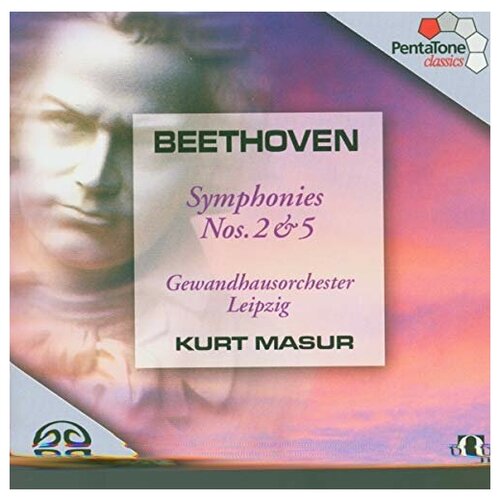 Beethoven. Symphony No.2 in D, Op.36 Symphony No.5 in C minor, Op.67 Gewandhausorchester Leipzig, Kurt Masur