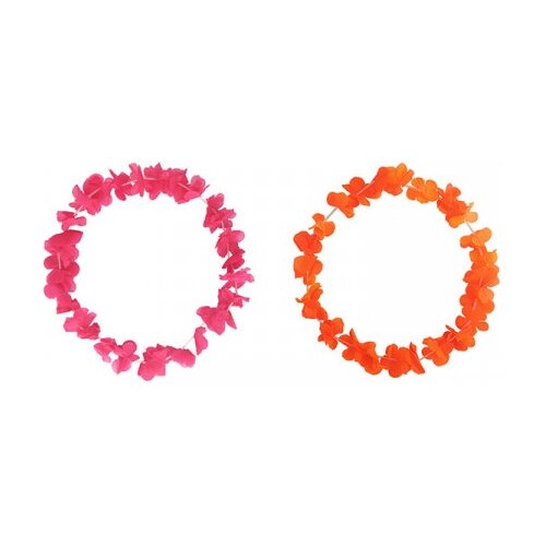Гавайское ожерелье Цветочки (цвет розовый, оранжевый) (Набор 2 шт.)