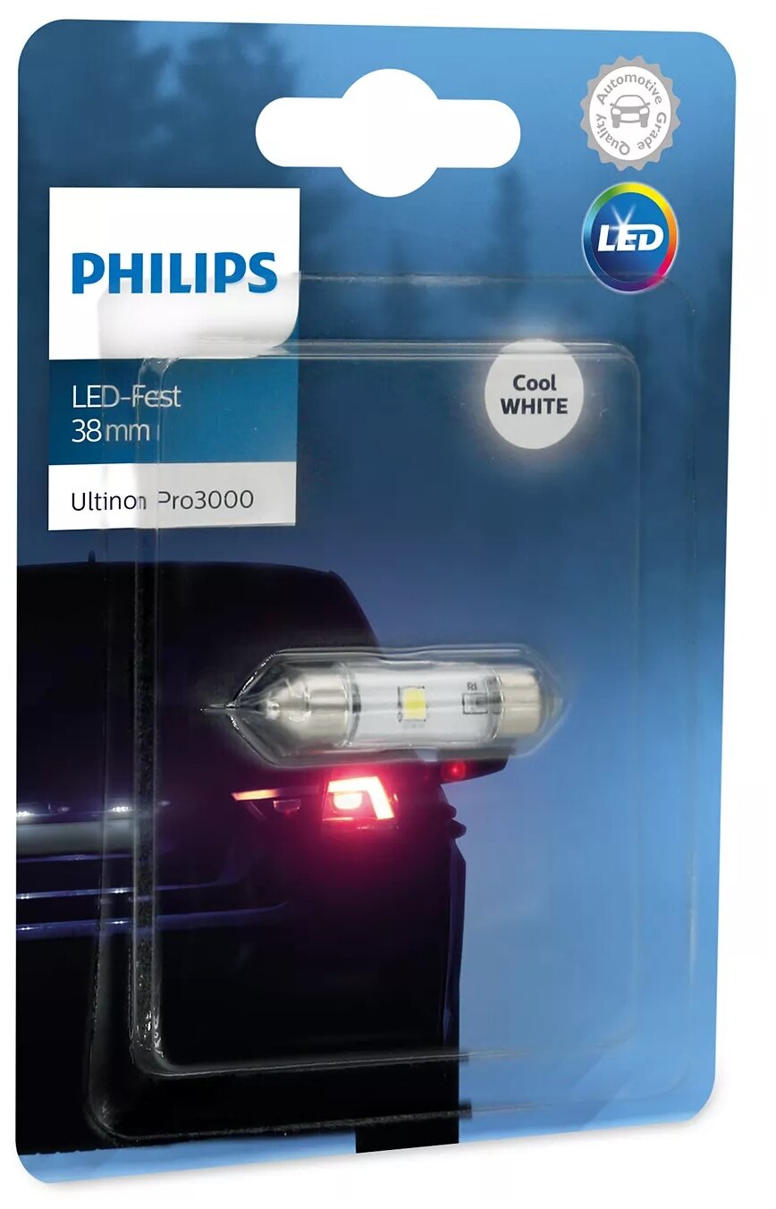 Лампа автомобильная светодиодная Philips Ultinon Pro3000 SI 11854U30CWB1 C5W/T10.5 12V 0.6W SV8.5