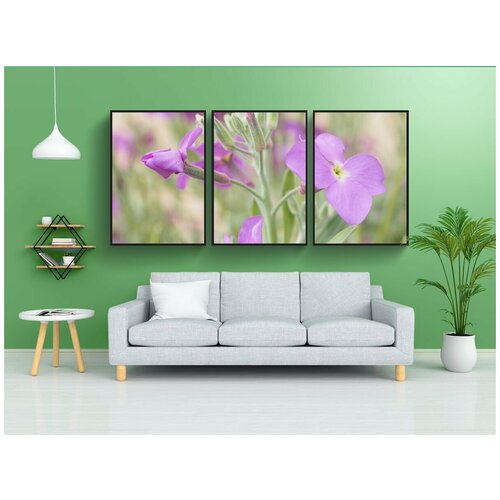 фото Набор модулных постеров для интерьера "золотой лак, цветок, цвести" 60x90 см. в тубусе, без рамки lotsprints