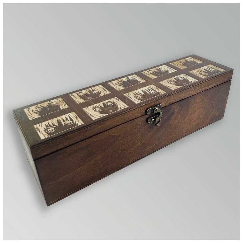 Коробка органайзер для чайных пакетиков из дерева с крышкой "аниме девушки" - 19 - фотография № 1