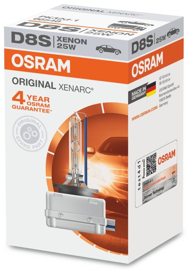 Лампа автомобильная ксеноновая OSRAM Xenarc Original 66548 D8S 40V 25W 1 шт.