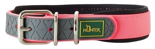 Hunter ошейник для собак Convenience Comfort 55 (42-50 см)/2,5 см биотановый с мягкой горловиной розовый неон - фотография № 2