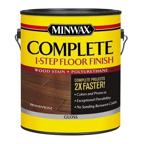 Лак Minwax Complete 1-Step Floor Finish полиуретановый брендивайн, глянцевая, 3.79 л