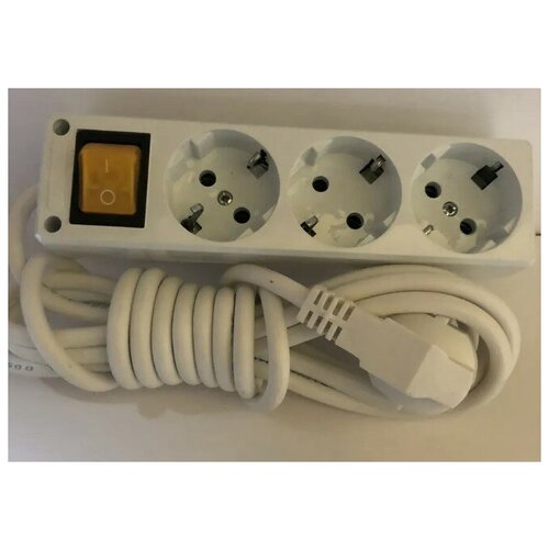 Удлинитель EL-BI Elcom 3м, 3 розетки с желтым выключателем и с заземлением