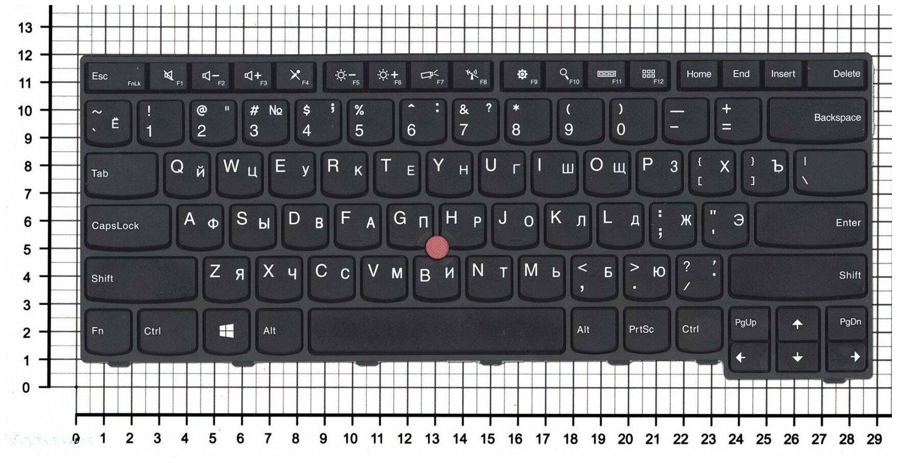 Клавиатура для ноутбука Lenovo ThinkPad E465 черная с черной рамкой и указателем