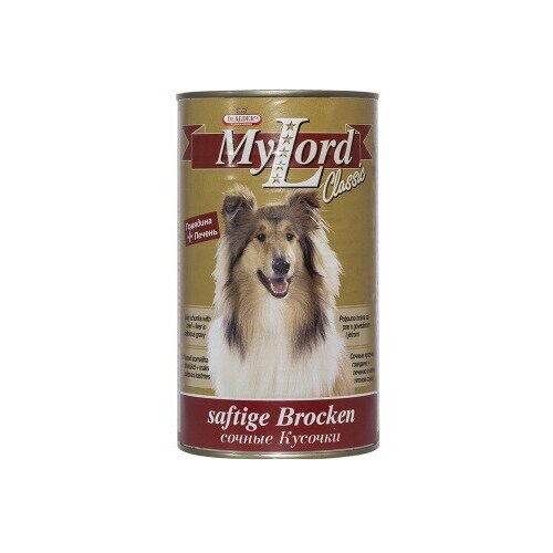 Консервы Dr. Alder's My Lord Classic для взрослых собак с биотином, инулином, таурином c говядиной 1230 гр х 12 шт