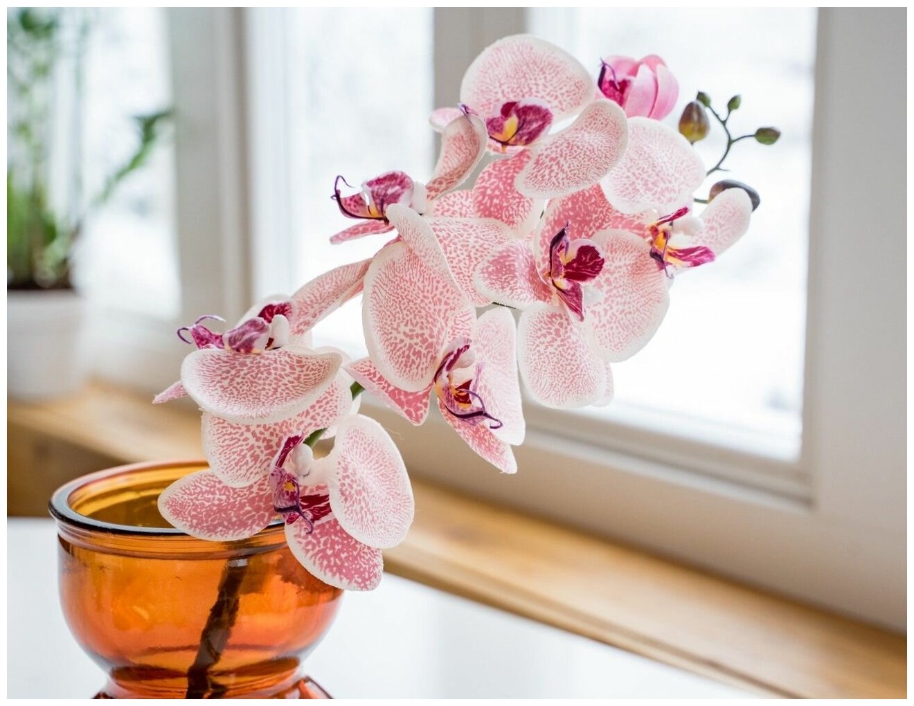 Kaemingk, Декоративная ветка искусственная орхидея, полиэстер, нежно-розовая, 77 см 800903