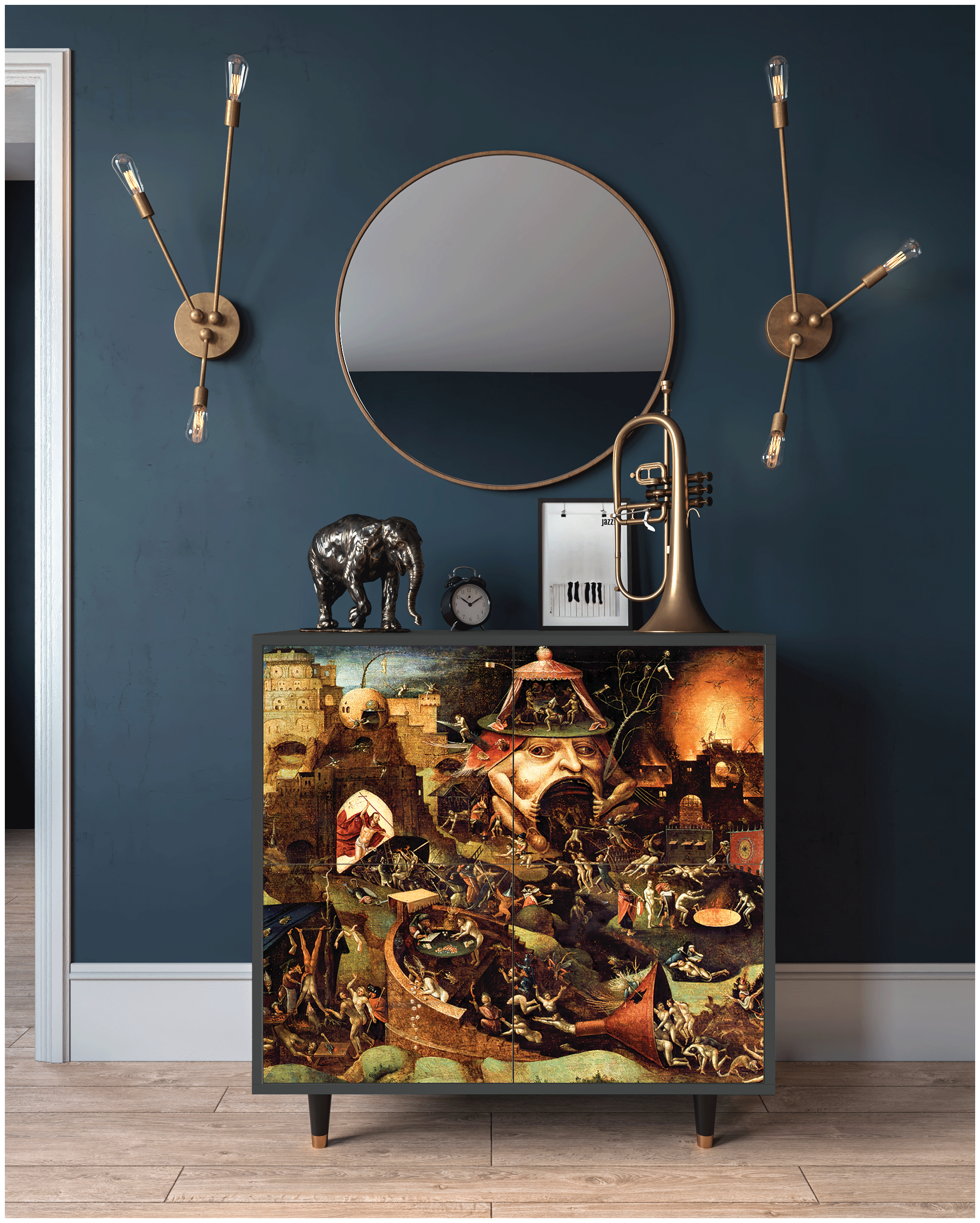 Комод - STORYZ - BS3 Christ in Limbo by Hieronymus Bosch , 94 x 96 x 48 см, Антрацит