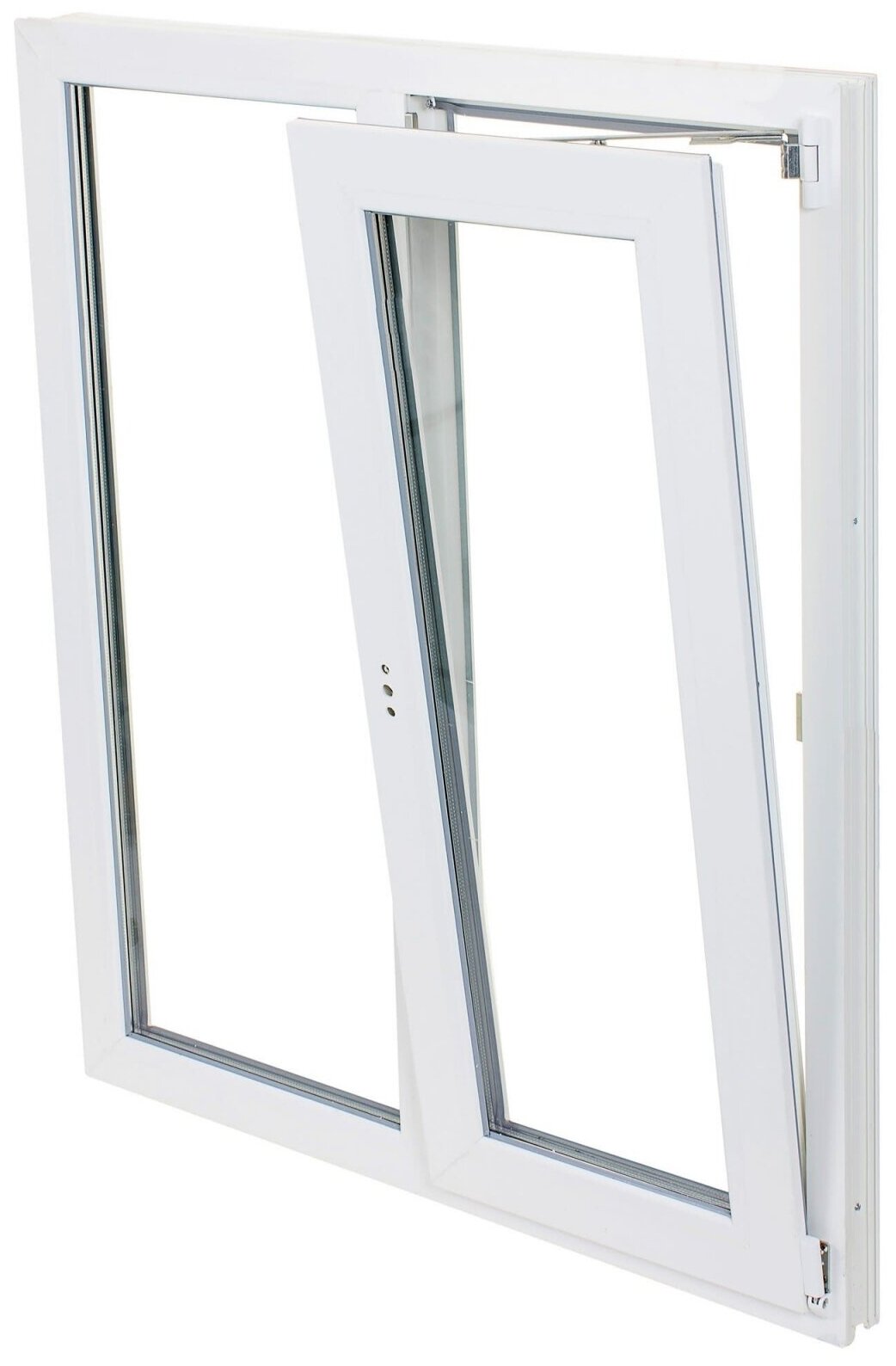 Окно пластиковое (ПВХ) 60мм ш.1350мм*в.1450мм двухстворчатое с правой поворотно-откидной створкой стеклопакет однокамерный (4-16-4)