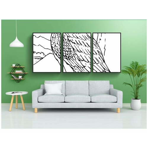 фото Набор модулных постеров для интерьера "орел, перо, крыло" 60x90 см. в тубусе, без рамки lotsprints