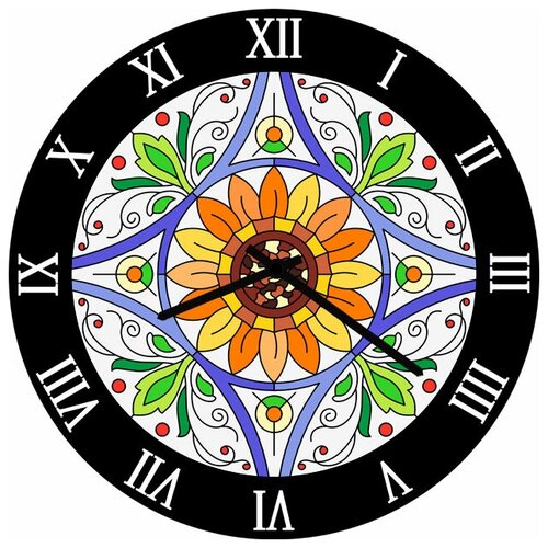 фото Svs настенные часы svs 3002825 узор подсолнух