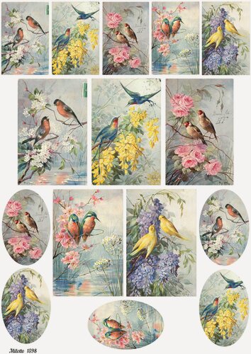 Изображение товара Декупажная карта А4 рисовая бумага тонкая птицы маленькие картинки