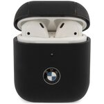 Чехол BMW Signature leather with Metal logo для AirPods 1/2, черный - изображение