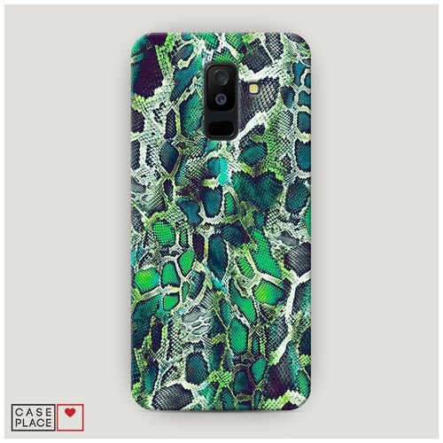 фото Чехол пластиковый samsung galaxy a6 plus зеленая кожа змеи case place