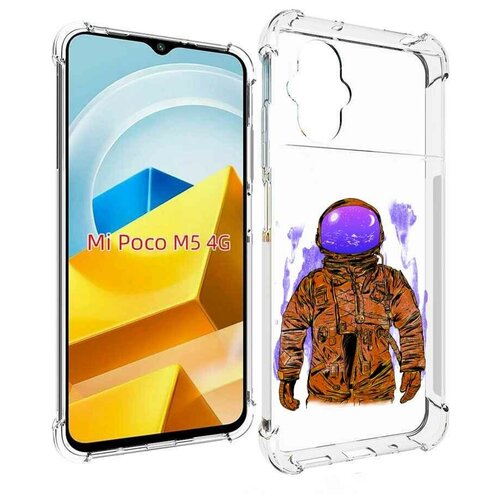 Чехол MyPads нарисованный мужчина в скафандре для Xiaomi Poco M5 задняя-панель-накладка-бампер