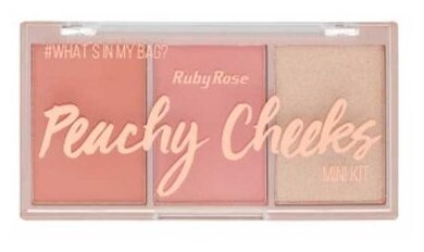 Ruby Rose палетка для лица Blush and Glow, 3 peachy cheeks